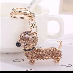 New! Rhinestone Dachshund Key Chain / Purse Fob